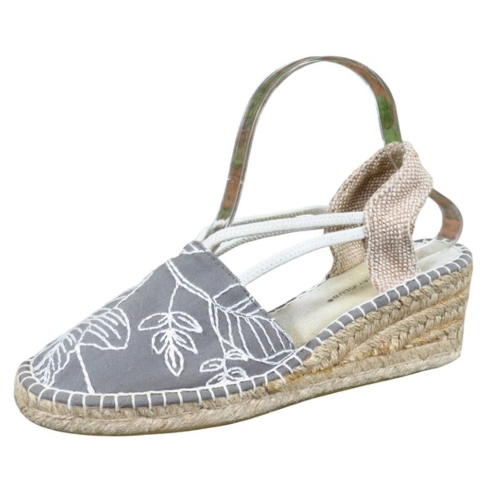 Montego Bay Club Womens Espadrille Wedge Sandals Size 7.5 Gray Canvas